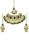 Peora Gold Plated Rani Padmavati Kundan Faux Pearl Choker Necklace & Earrings Maang Tikka Jewellery(PF26N1383G) — thumbnail 2