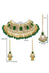Peora Gold Plated Rani Padmavati Kundan Faux Pearl Choker Necklace & Earrings Maang Tikka Jewellery(PF26N1383G) — thumbnail 3