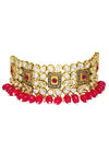Peora Enamel Kundan Brass Gold Plated Rani Padmavati Bridal Necklace Earring Jewellery (PF26N1392R) — thumbnail 3