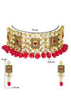 Peora Enamel Kundan Brass Gold Plated Rani Padmavati Bridal Necklace Earring Jewellery (PF26N1392R) — thumbnail 4