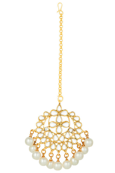 Peora Gold Plated Kundan Pearl Maang Tikka Wedding Traditional Jewellery (PF37T7058W) — image 3