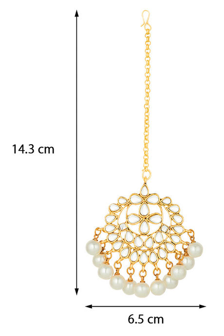 Peora Gold Plated Kundan Pearl Maang Tikka Wedding Traditional Jewellery (PF37T7058W) — image 4