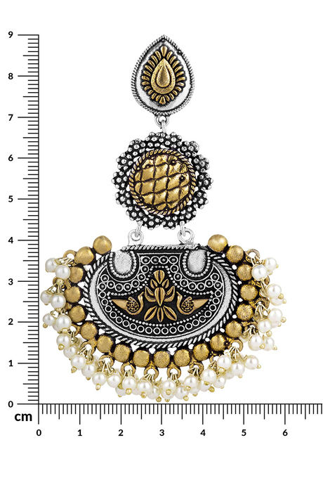 Peora Afghani Tribal Dual Tone Oxidised Silver Dangle Earrings Traditional Jewellery (PF66E109SG) — image 3