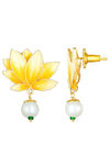 Peora Gold Plated Enamel Pearl Lotus Drop Earrings For Women Traditional Jewellery (PF66E123Y) — thumbnail 3