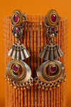 Peora Silver Plated Brass Ethnic Earrings Jewellary - Magenta — thumbnail 2