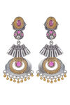 Peora Silver Plated Brass Ethnic Earrings Jewellary - Magenta — thumbnail 3