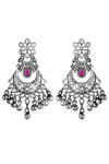 Peora Silver Plated Brass Ethnic Earrings Jewellary - Magenta — thumbnail 2