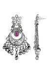 Peora Silver Plated Brass Ethnic Earrings Jewellary - Magenta — thumbnail 4
