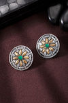Peora Silver Plated Brass Ethnic Earrings Jewellary - Green — thumbnail 2