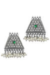 Peora Silver Plated Brass Ethnic Earrings Jewellary - Green — thumbnail 2