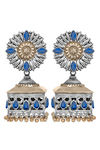 Peora Silver Plated Brass Ethnic Earrings Jewellary - Blue — thumbnail 3