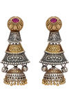 Peora Silver Plated Brass Ethnic Earrings Jewellary - Magenta — thumbnail 3