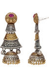 Peora Silver Plated Brass Ethnic Earrings Jewellary - Magenta — thumbnail 5