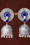Peora Silver Plated Brass Ethnic Earrings Jewellary - Blue — thumbnail 2