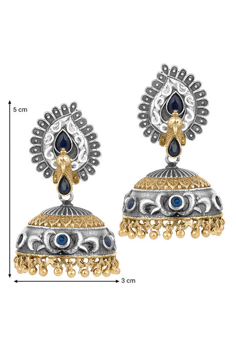 Peora Silver Plated Brass Ethnic Earrings Jewellary - Blue — image 3