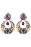 Peora Silver Plated Brass Ethnic Earrings Jewellary - Magenta — thumbnail 2