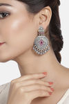 Peora Silver Plated Brass Ethnic Earrings Jewellary - Pink — thumbnail 1