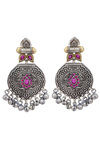 Peora Silver Plated Brass Ethnic Earrings Jewellary - Pink — thumbnail 2