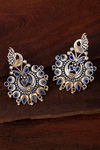 Peora Silver Plated Brass Ethnic Earrings Jewellary - Blue — thumbnail 2