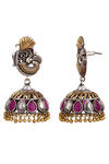 Peora Silver Plated Brass Ethnic Earrings Jewellary - Magenta — thumbnail 4