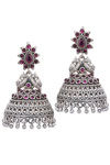 Peora Silver Plated Brass Ethnic Earrings Jewellary - Pink — thumbnail 2