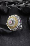 Peora Silver Plated Brass Ethnic Rings Jewellary - Pink — thumbnail 2