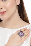Peora Silver Plated Brass Ethnic Rings Jewellary - Magenta — thumbnail 1