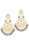 Peora Gold Plated Brass Party Earrings Jewellary - Grey — thumbnail 2