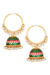 Peora Gold Plated Brass Party Earrings Jewellary - Green — thumbnail 2