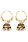 Peora Gold Plated Brass Party Earrings Jewellary - Green — thumbnail 4