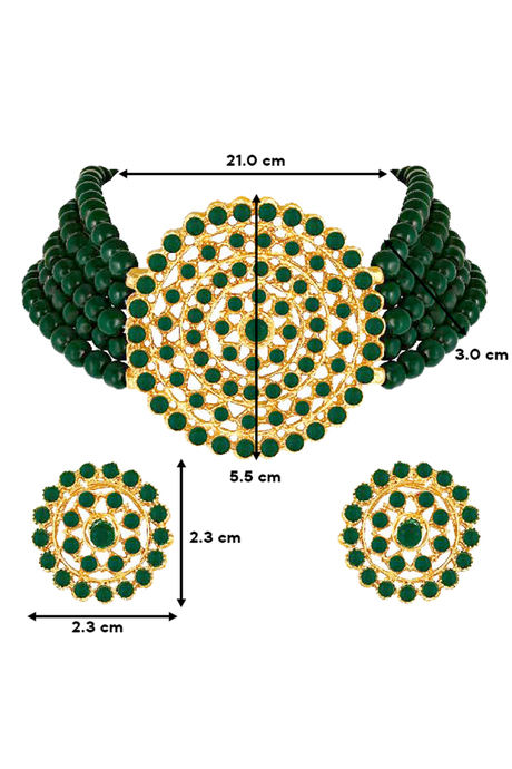 Peora Gold Plated Brass Party Jewellary Sets Jewellary - Green — image 4