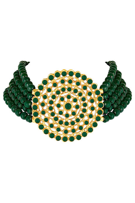 Peora Gold Plated Brass Party Jewellary Sets Jewellary - Green — image 5