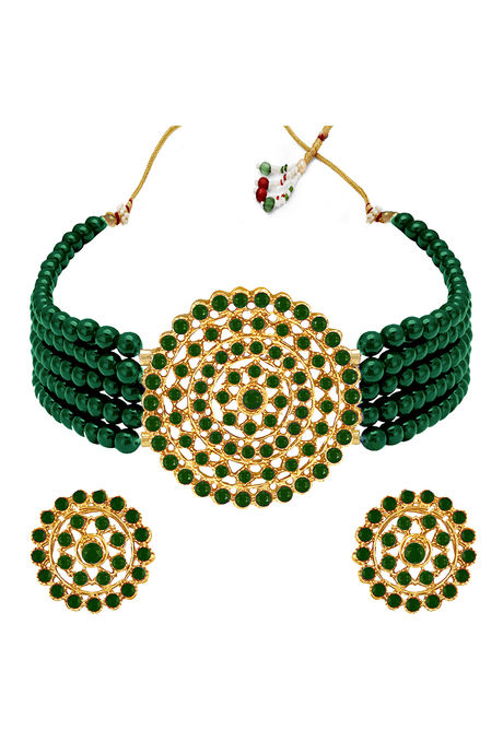 Peora Gold Plated Brass Party Jewellary Sets Jewellary - Green — image 6