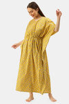 Putchi Maternity Relaxed Fit Cotton Nightwear with Robe - Yellow — thumbnail 4