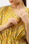 Putchi Maternity Relaxed Fit Cotton Nightwear with Robe - Yellow — thumbnail 5