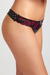 Zivame Dual Tone Polka Printed Low Rise Thong Panty- Black n Pink — thumbnail 2