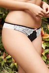 Zivame Contrast Trim Polka Printed Low Rise Thong Panty- Black — thumbnail 3