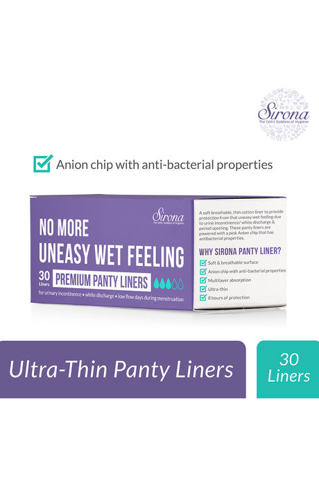 Sirona Ultra-Thin Premium Panty Liners (Regular Flow) – Pack of 30 - White — image 2