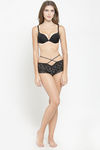 PrettyCat Padded Wired Front Closure Push-Up Bra - Black — thumbnail 4