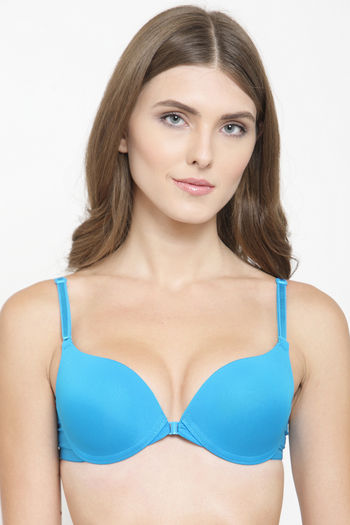 Womens Solid Padded Wired Front Open Bra