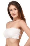 PrettyCat Double Layered Wirefree Extra Soft Cups With Removable Pad Lace Strapless Bra - White — thumbnail 2