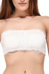 PrettyCat Double Layered Wirefree Extra Soft Cups With Removable Pad Lace Strapless Bra - White — thumbnail 4