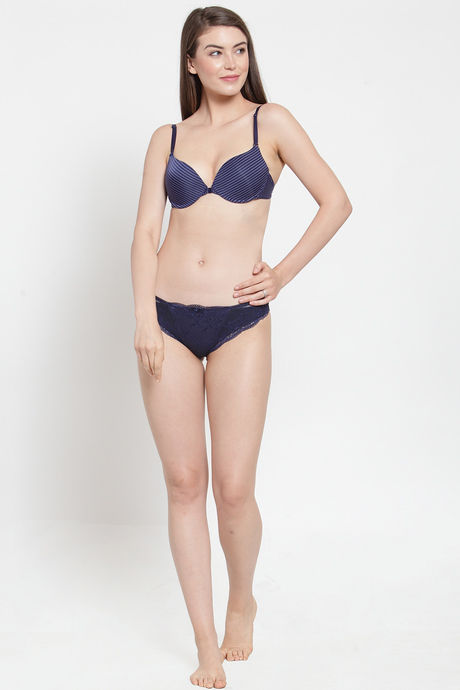 PrettyCat Push-Up 3/4Th Coverage T-Shirt Bra - Blue Stripe — image 7