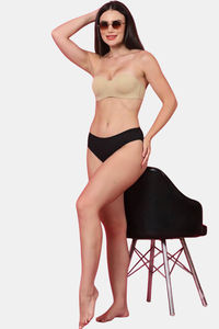 PrettyCat Padded Demi Coverage Strapless Bra - Beige — thumbnail 4