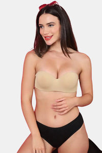 PrettyCat Padded Demi Coverage Strapless Bra - Beige — thumbnail 6