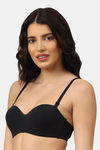 PrettyCat Padded Demi Coverage Strapless Bra - Black — thumbnail 3