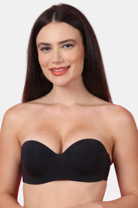 PrettyCat Padded Demi Coverage Strapless Bra - Black — thumbnail 4