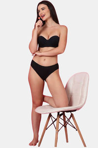 PrettyCat Padded Demi Coverage Strapless Bra - Black — thumbnail 5