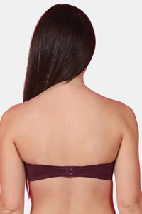 PrettyCat Padded Demi Coverage Strapless Bra - Burgundy — thumbnail 2