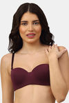 PrettyCat Padded Demi Coverage Strapless Bra - Burgundy — thumbnail 3